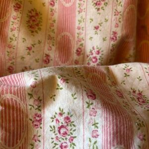 Floral Antique Striped Pink Cream Down Bed Pillows Set Of 2 cottagecore Vintage